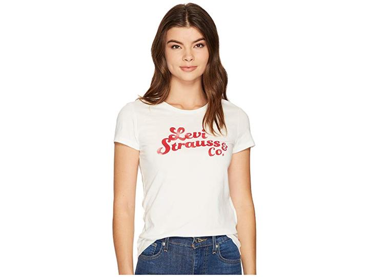 Levi's(r) Womens Slim Crew Neck Tee (levi Strauss Slim Marshmallow) Women's T Shirt