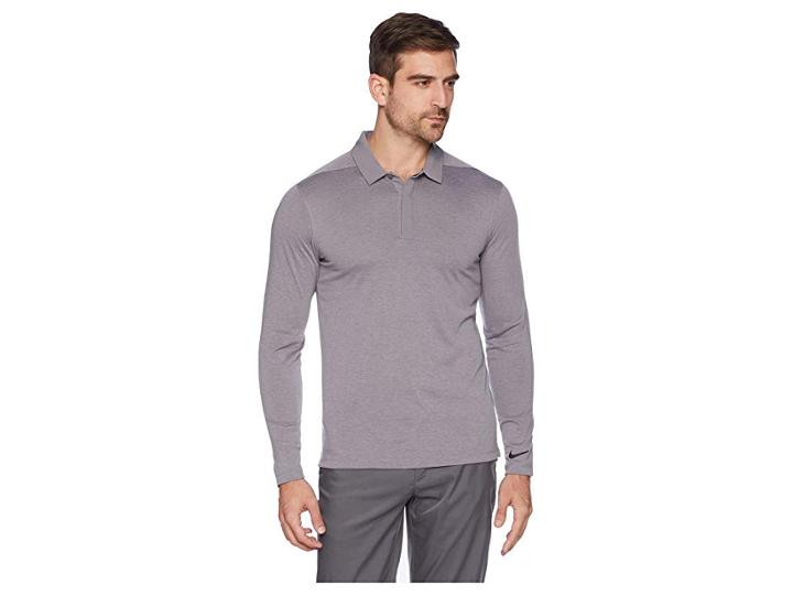 Nike Golf Dry Polo Long Sleeve (gunsmoke/black) Men's Long Sleeve Pullover