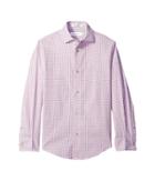 Calvin Klein Kids Long Sleeve Gingham Shirt (big Kids) (pink) Boy's Clothing