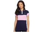 U.s. Polo Assn. Zip Placket Stretch Pique Polo Shirt (evening Blue) Women's Clothing