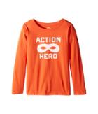 Life Is Good Kids Action Hero Mask Long Sleeve Tee (little Kids/big Kids) (coral Orange) Girl's Long Sleeve Pullover