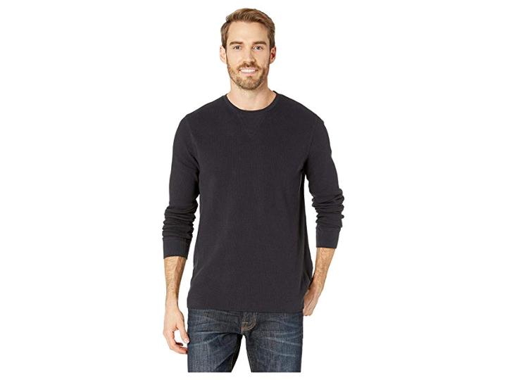 Lucky Brand Box Stitch Thermal Crew Neck Tee (jet Black) Men's Clothing