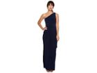Adrianna Papell One Shoulder Jersey Draped Halter Gown (midnight) Women's Dress