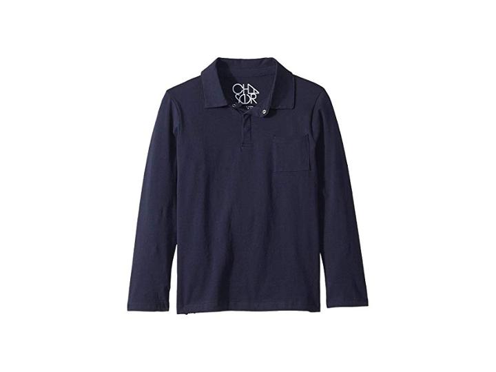 Chaser Kids Super Soft Long Sleeve Polo Tee With Front Pocket (little Kids/big Kids) (avalon) Boy's Long Sleeve Pullover