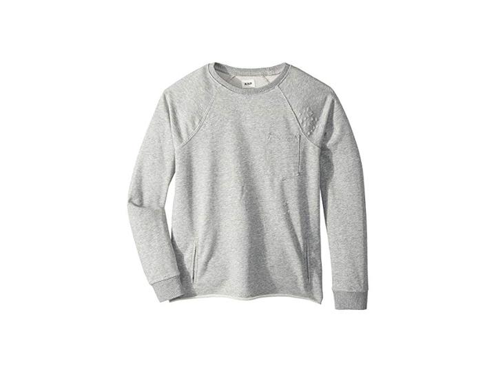Hudson Kids Raglan Shirt French Terry Pullover W/ Grinding Destruction (big Kids) (grey Heather) Boy's Clothing