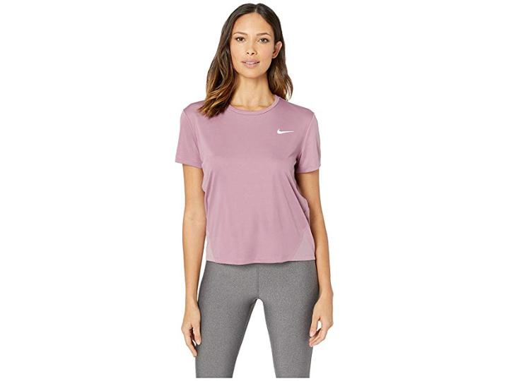 Nike Miler Top Short Sleeve (plum Dust/reflective Silver) Women's Clothing
