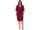 Lauren Ralph Lauren Plus Size Mildia Elbow Sleeve Day Dress (exotic Ruby) Women's Dress