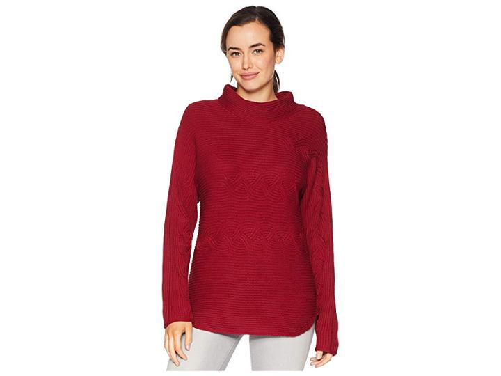 Fdj French Dressing Jeans Sweater Knit Dolman Sleeve Audrey Neck W/ Cable Detail (cranberry) Women's Sweater