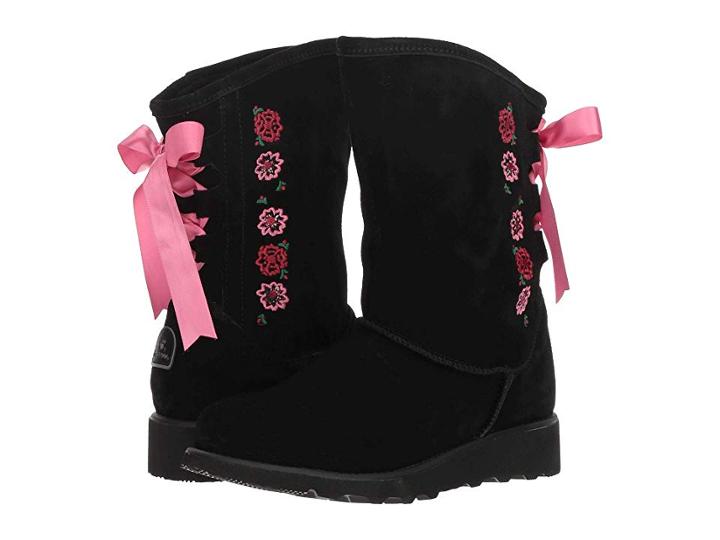 Bearpaw Kids Carly (little Kid/big Kid) (black) Girls Shoes