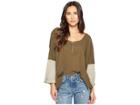 Free People Star Henley (army) Women's Long Sleeve Pullover