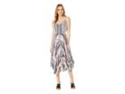 Angie Scarf Hem Midi Dress (ivory/blue) Women's Dress