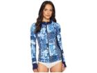 Tommy Bahama Active Patchwork Zip Jacket Cover-up (mare Navy) Women's Swimwear
