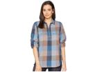 Woolrich Any Point Convertible Flannel Shirt (mountain Blue Multi) Women's Long Sleeve Button Up