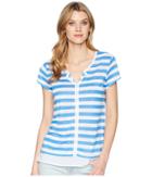 Tribal Slub Jersey Short Sleeve Top With Notch Collar (ultra Blue) Women's T Shirt