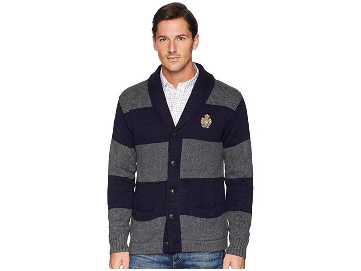 Polo Ralph Lauren Cotton Shawl Cardigan (navy/grey) Men's Sweater