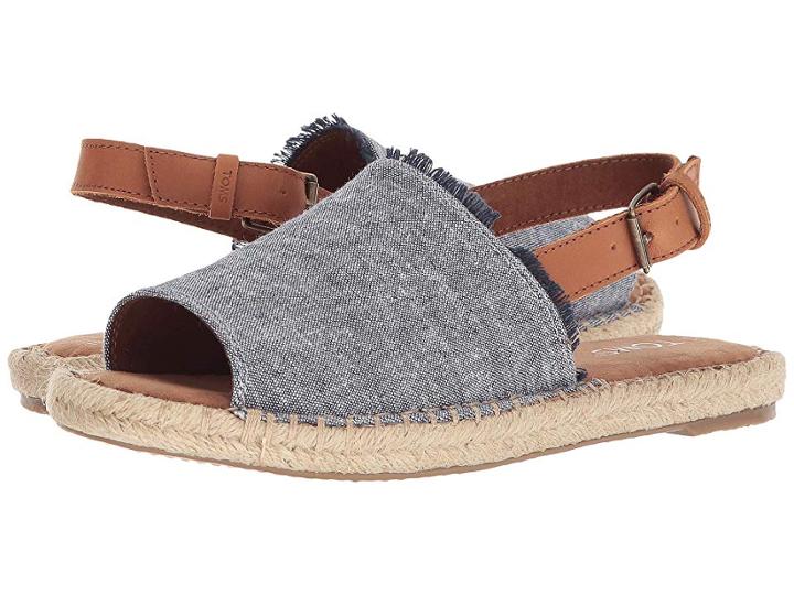 Toms Clara (navy Slub Chambray/leather) Women's Slide Shoes
