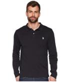 U.s. Polo Assn. Long Sleeve Solid Small Pony Interlock Polo Shirt (black) Men's Long Sleeve Pullover