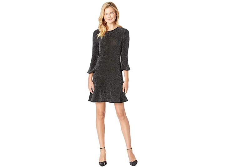 Michael Michael Kors Flounce Sleeve Dress (black/silver) Women's Dress