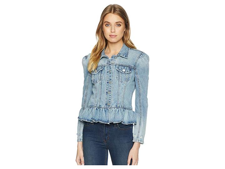 Blank Nyc Denim Jacket With Ruffle Detail In Situationship (situationship) Women's Coat