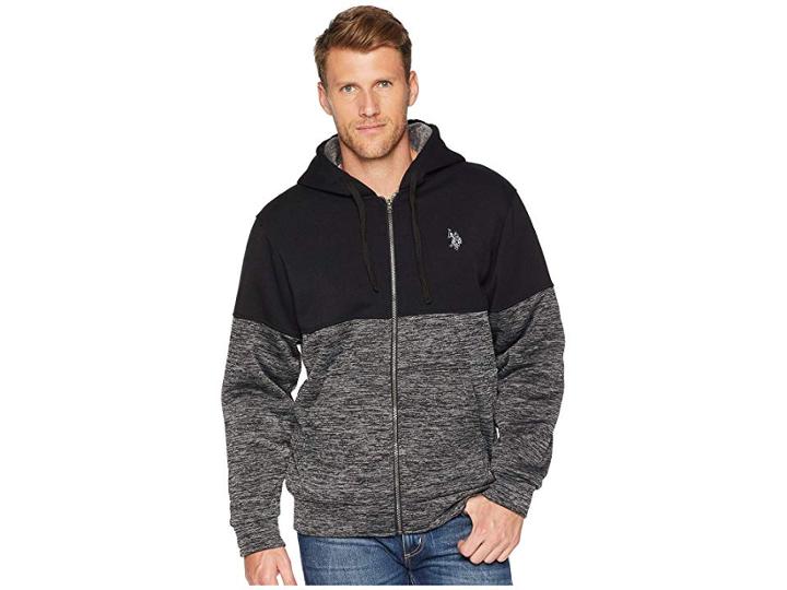 U.s. Polo Assn. Color Block Lined Fleece (black) Men's Fleece