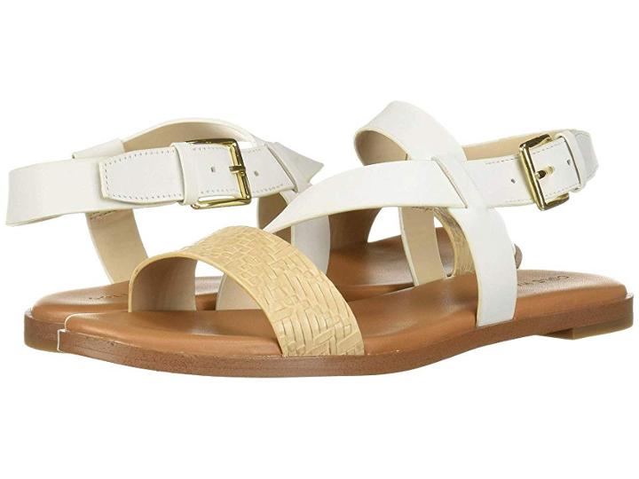 Cole Haan Findra Strappy Sandal (white Leather/nude Woven) Women's Sandals