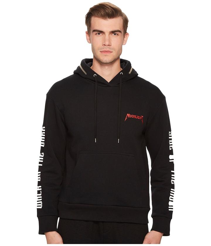 The Kooples Black Hoodie Sweatshirt With Zip Detailing (black) Men's Clothing