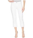 Liverpool Lucia Crop With Tier Raw Edge In Comfort Stretch Denim In Bright White (bright White) Women's Jeans