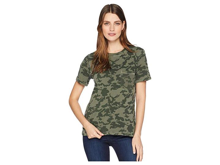 Lucky Brand Camo Pocket Tee (camo Olive Multi) Women's T Shirt