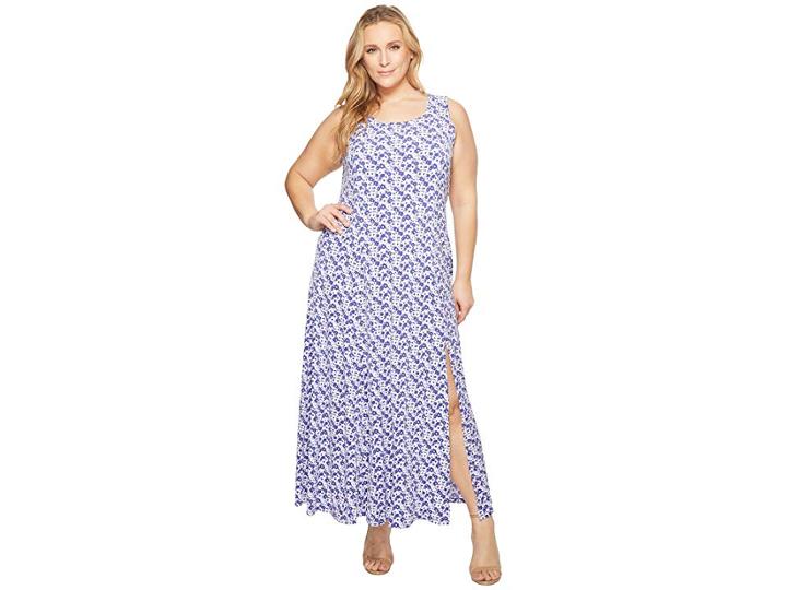Michael Michael Kors Plus Size Carnation Slit Maxi Dress (amethyst/light Quartz Multi) Women's Dress