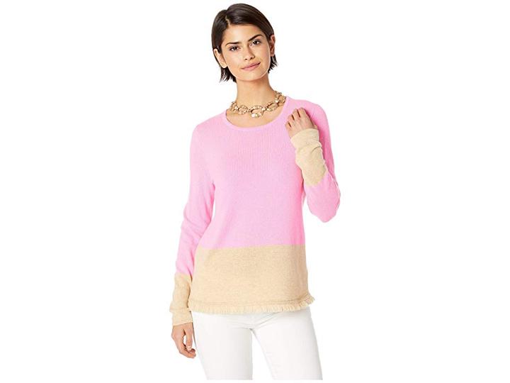 Lilly Pulitzer Rica Cashmere Sweater (pink Tropics Heathered Sandbar Color Block) Women's Sweater