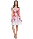 Adrianna Papell Peony Cloud Printed Scuba Surplus Fit And Flare Dress (pink Multi) Women's Dress