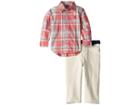 Ralph Lauren Baby Poplin Shirt, Belt And Jeans Set (infant) (red Multi) Boy's Active Sets
