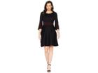 Gabby Skye Bell Sleeve Fit Flare Sweater Dress (black/eastern Ruby) Women's Dress
