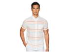 Original Penguin Short Sleeve Stripe On Lawn (blue Topaz) Men's T Shirt