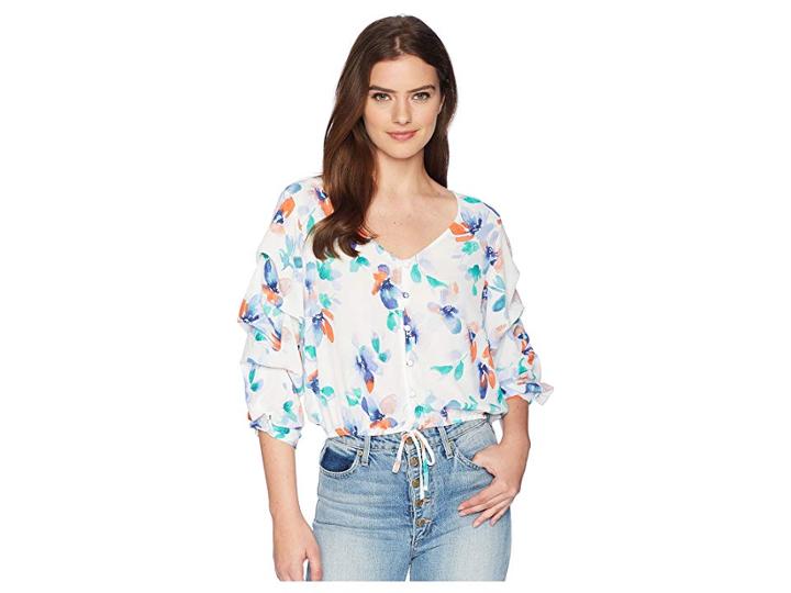 Jack By Bb Dakota Giselle Printed Top (bright White) Women's Clothing