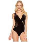 Jets By Jessika Allen Lustrous Plunge One-piece (black) Women's Swimsuits One Piece