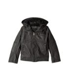 Urban Republic Kids Hooded Sherpa Moto Jacket (little Kids/big Kids) (dark Charcoal) Boy's Coat