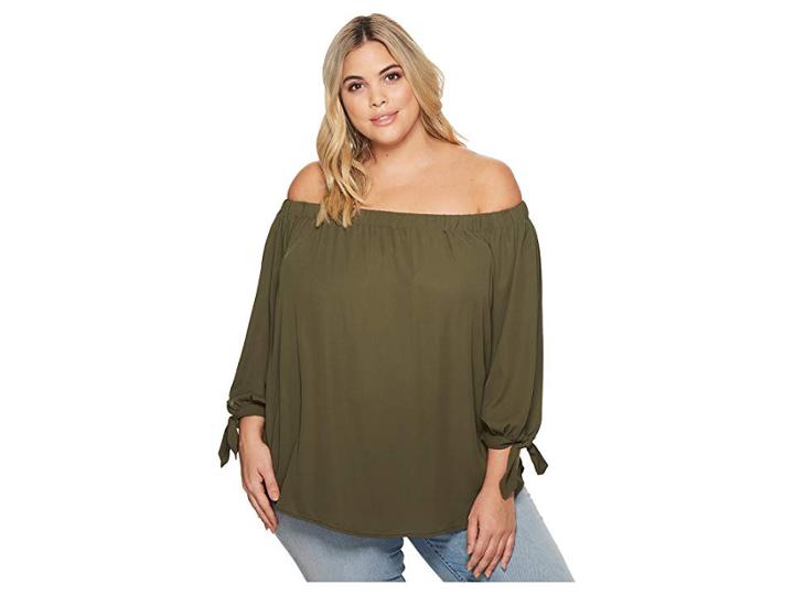 Kari Lyn Plus Size Gianna Off Shoulder Blouse (olive) Women's Blouse