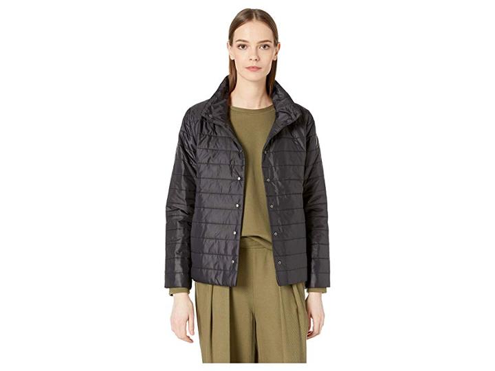 Eileen Fisher High Collar Jacket (black) Women's Coat