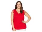 Lauren Ralph Lauren Plus Size Tassel-tie Jersey Top (lipstick Red) Women's Clothing