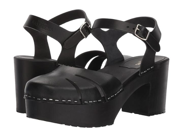 Swedish Hasbeens Baskemolla Sandal (black/black Sole) High Heels