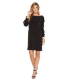 Ivanka Trump Matte Jersey Sleeve Detail W/ Ruffle Dress (black) Women's Dress