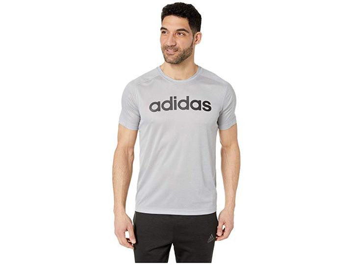 Adidas Designed To Move Big Logo Tee (medium Grey Heather/black) Men's T Shirt