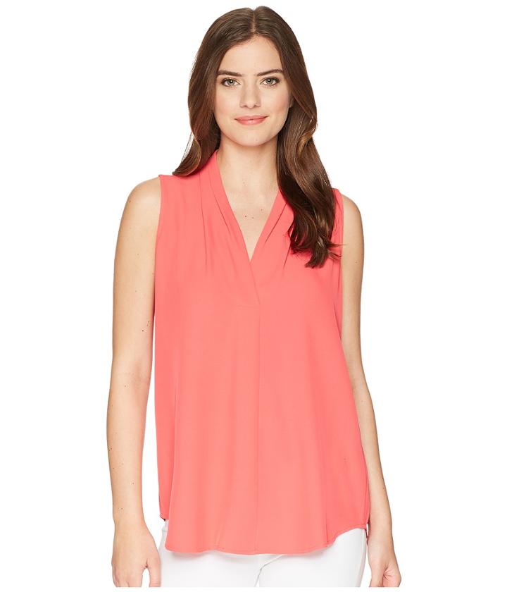 Calvin Klein Blouse W/ Inverted Pleat (watermelon) Women's Sleeveless