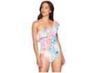 Bleu Rod Beattie One Shoulder Ruffle Mio W/ Removable Cups (multi) Women's Swimsuits One Piece