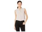 Calvin Klein Button Front Pleated Sleeveless Woven Top (khaki) Women's Sleeveless