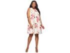 Calvin Klein Plus Plus Size Printed Chiffon Dress (nectar Combo) Women's Dress