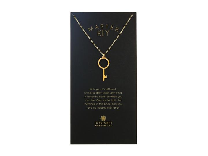 Dogeared Master Key, Crystal Halo Key Necklace (gold Dipped) Necklace