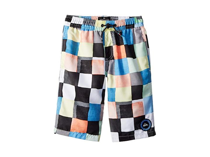 Quiksilver Kids Resin Check Volley Shorts (big Kids) (white) Boy's Swimwear
