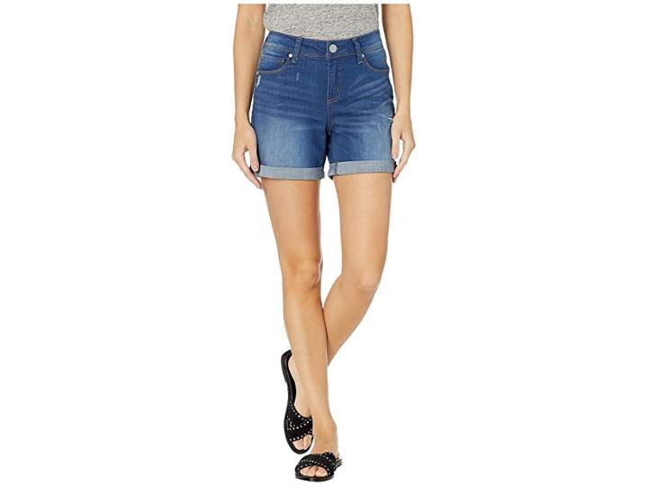 Seven7 Jeans 5 Booty Shaper Roll Cuff Shorts W/ Slight Destruction In Society (society) Women's Shorts